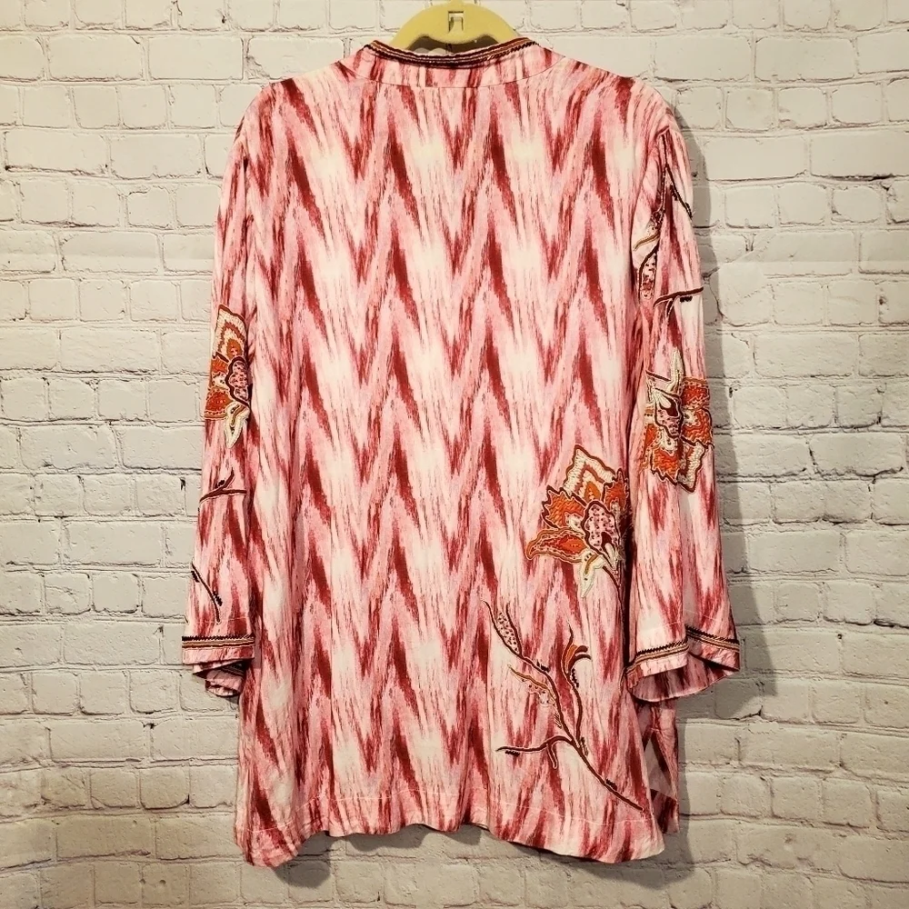 SOFT SURROUNDINGS ALTEA FLORAL PINK EMBROIDERED BEADED TUNIC - Picture 10 of 11